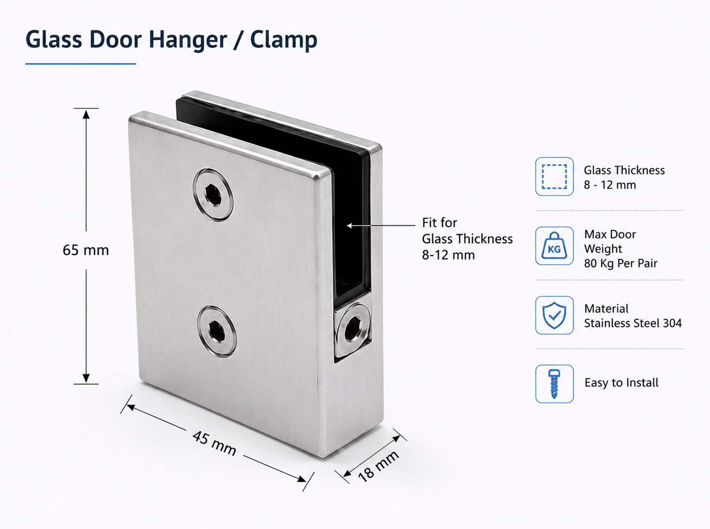 >Glass Door Hanger / Clamp